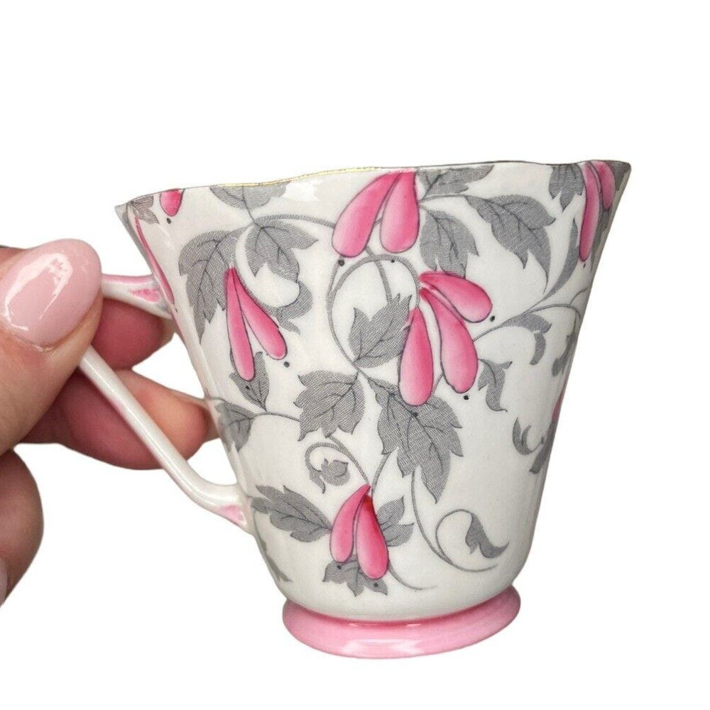 Antique Royal Grafton Ashley Pink Bone China Teacup & Saucer Set 1940s - Picture 4 of 10